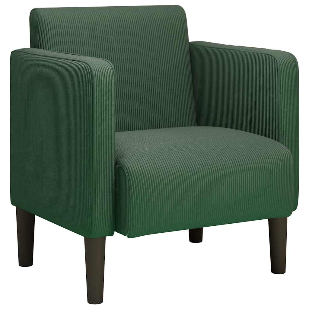 sötét zöld kordbársony szövet kanapészék karfás szék 54 cm