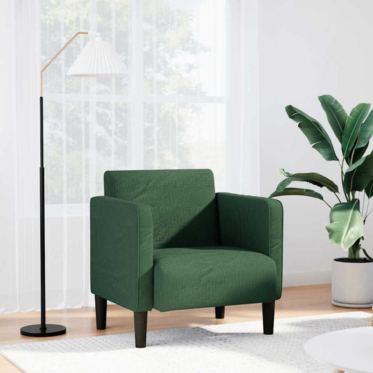 sötét zöld kordbársony szövet kanapészék karfás szék 54 cm