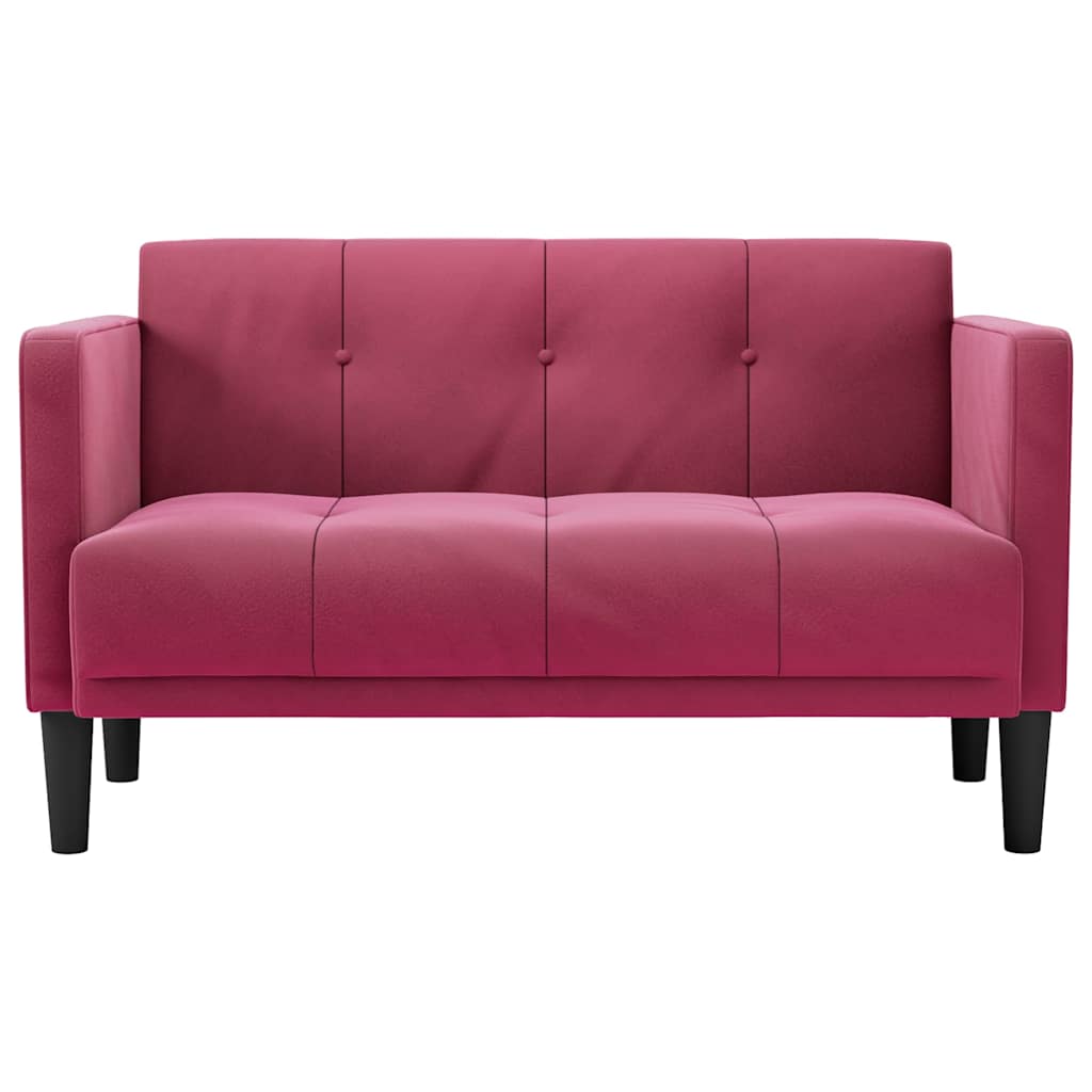 bordó bársony loveseat kanapé 111 cm