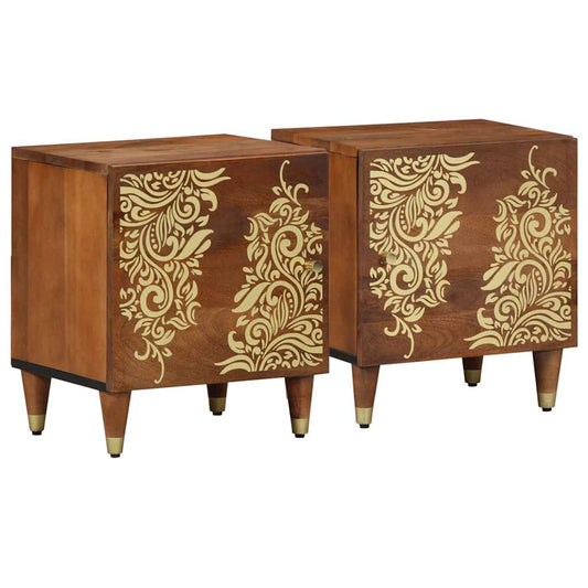 Éjjeliszekrény 2 pcs mézbarna 40 x 33 x 46 cm tömör mangófa