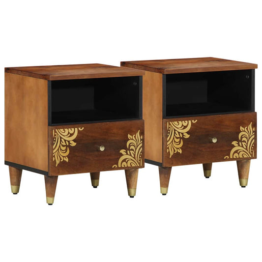 Éjjeliszekrény 2 pcs mézbarna 40 x 33 x 46 cm tömör mangófa