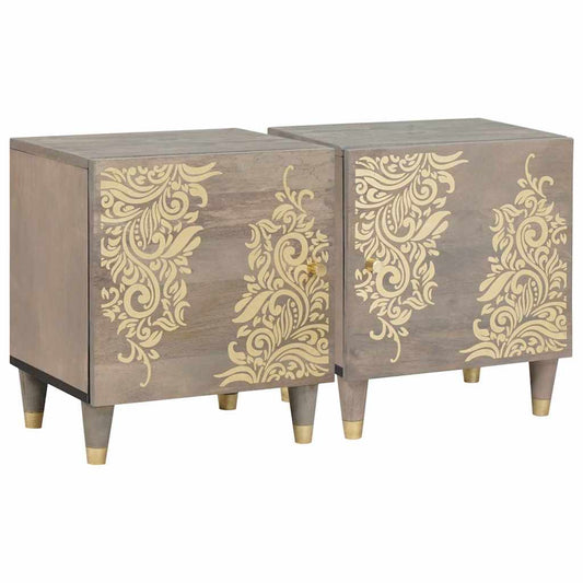 Éjjeliszekrény 2 pcs Szürke 40 x 33 x 46 cm tömör mangófa