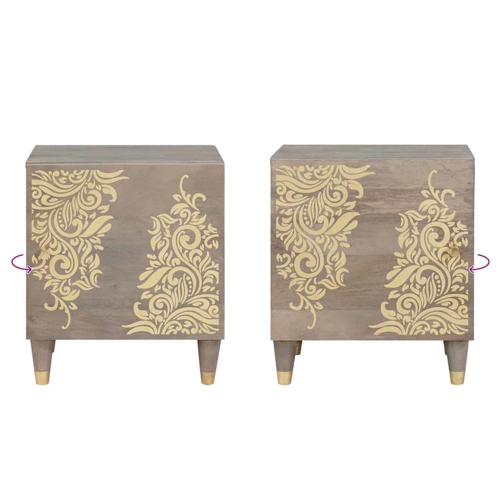 Éjjeliszekrény 2 pcs Szürke 40 x 33 x 46 cm tömör mangófa