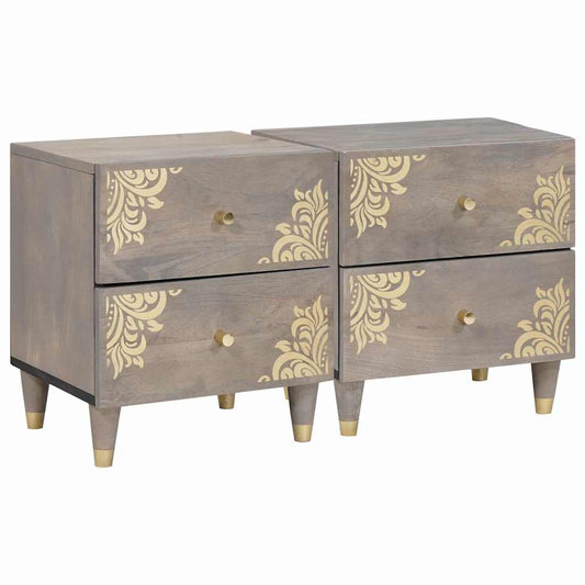 Éjjeliszekrény 2 pcs Szürke 40 x 33 x 46 cm tömör mangófa