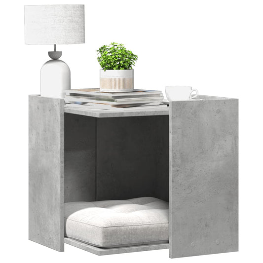 betonszürke szerelt fa macskaalomdoboz 53 x 53 x 51 cm