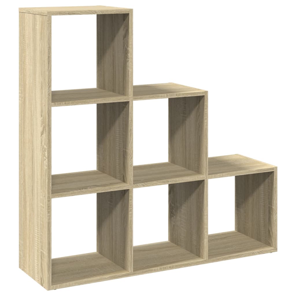  3 szintes sonoma tölgy fa térelválasztó könyvespolc 99x29x99 cm