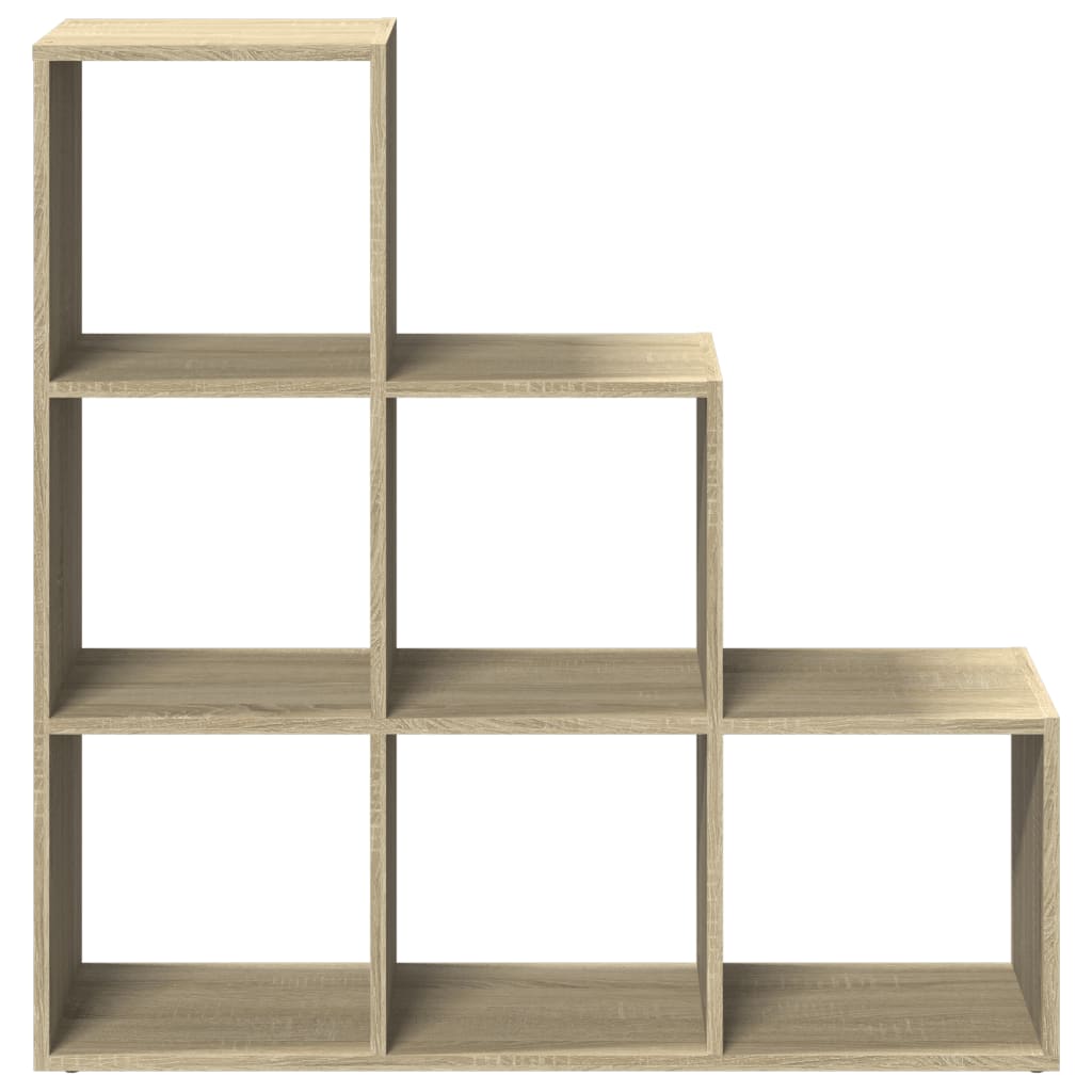  3 szintes sonoma tölgy fa térelválasztó könyvespolc 99x29x99 cm