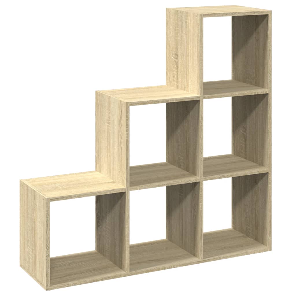  3 szintes sonoma tölgy fa térelválasztó könyvespolc 99x29x99 cm