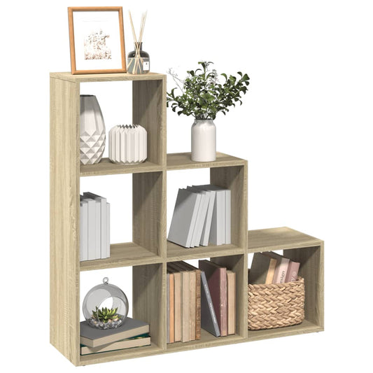  3 szintes sonoma tölgy fa térelválasztó könyvespolc 99x29x99 cm
