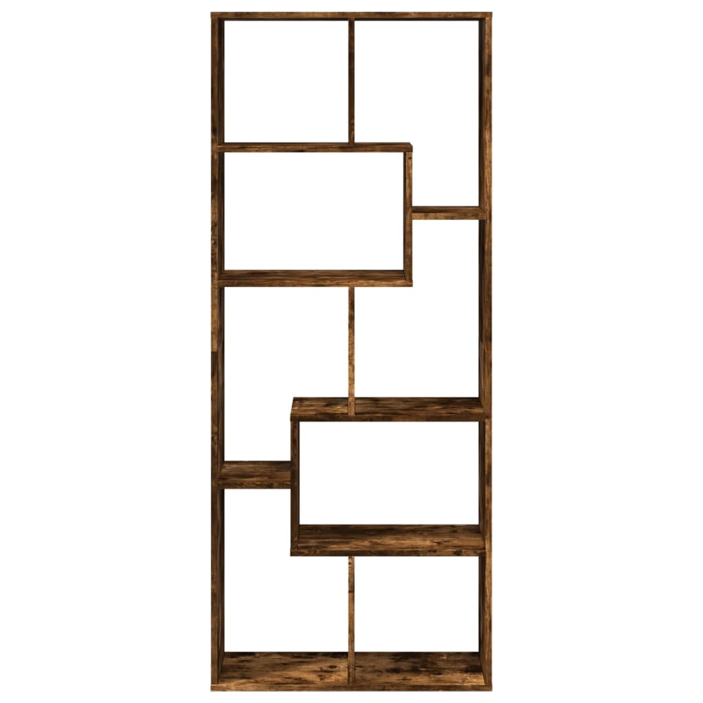 füstös tölgy szerelt fa elválasztó könyvespolc 67x25x161,5 cm