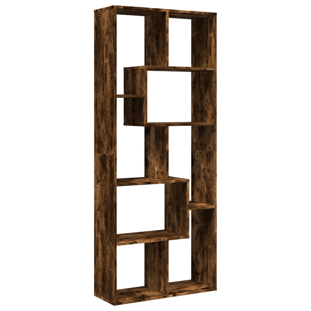 füstös tölgy szerelt fa elválasztó könyvespolc 67x25x161,5 cm