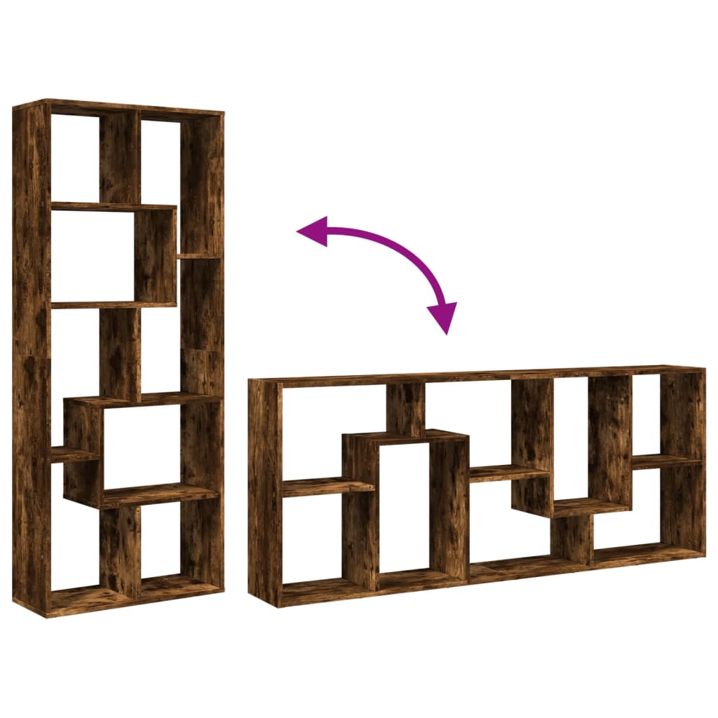 füstös tölgy szerelt fa elválasztó könyvespolc 67x25x161,5 cm