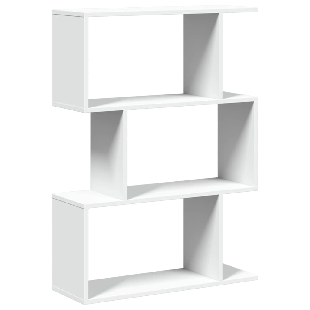 3-szintes fehér szobaelválasztó könyvespolc 70 x 24 x 97 cm rétegelt fa