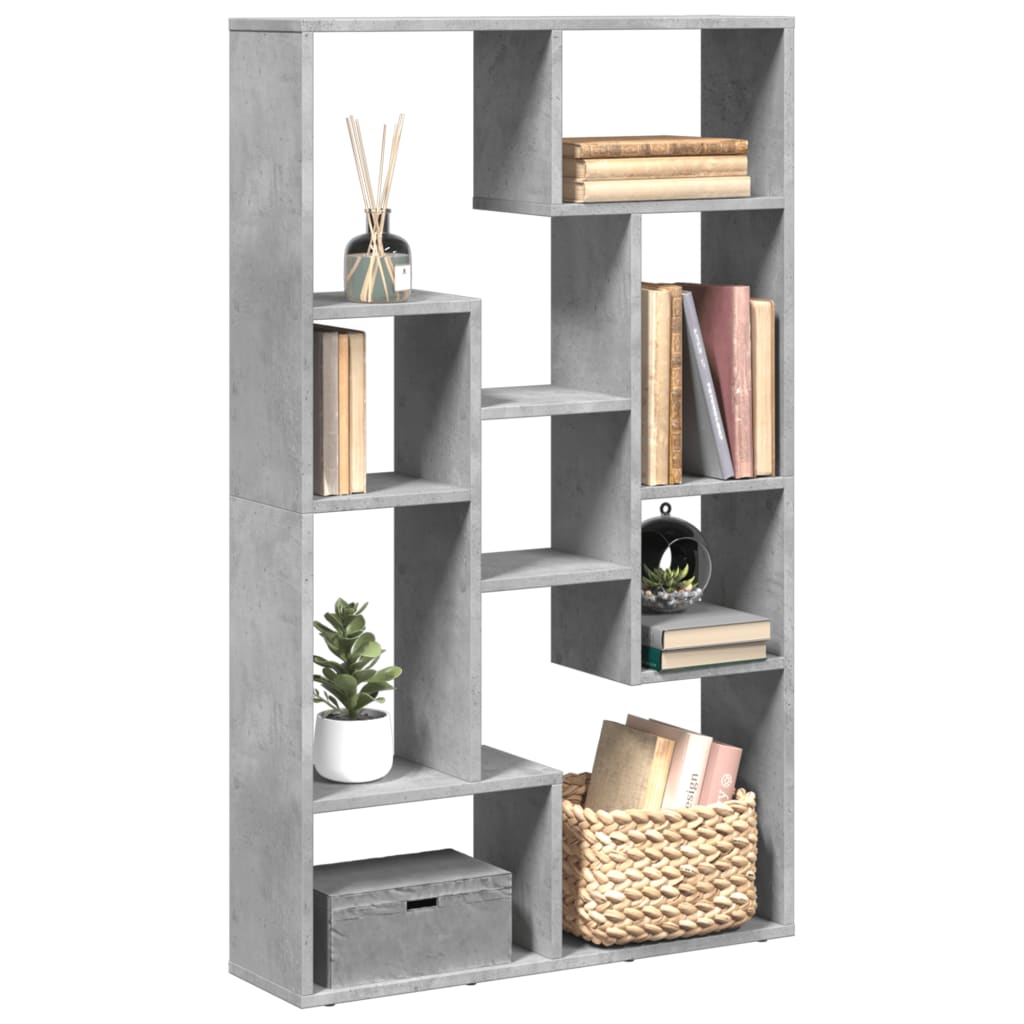 betonszürke szerelt fa könyvespolc 72 x 20 x 120 cm