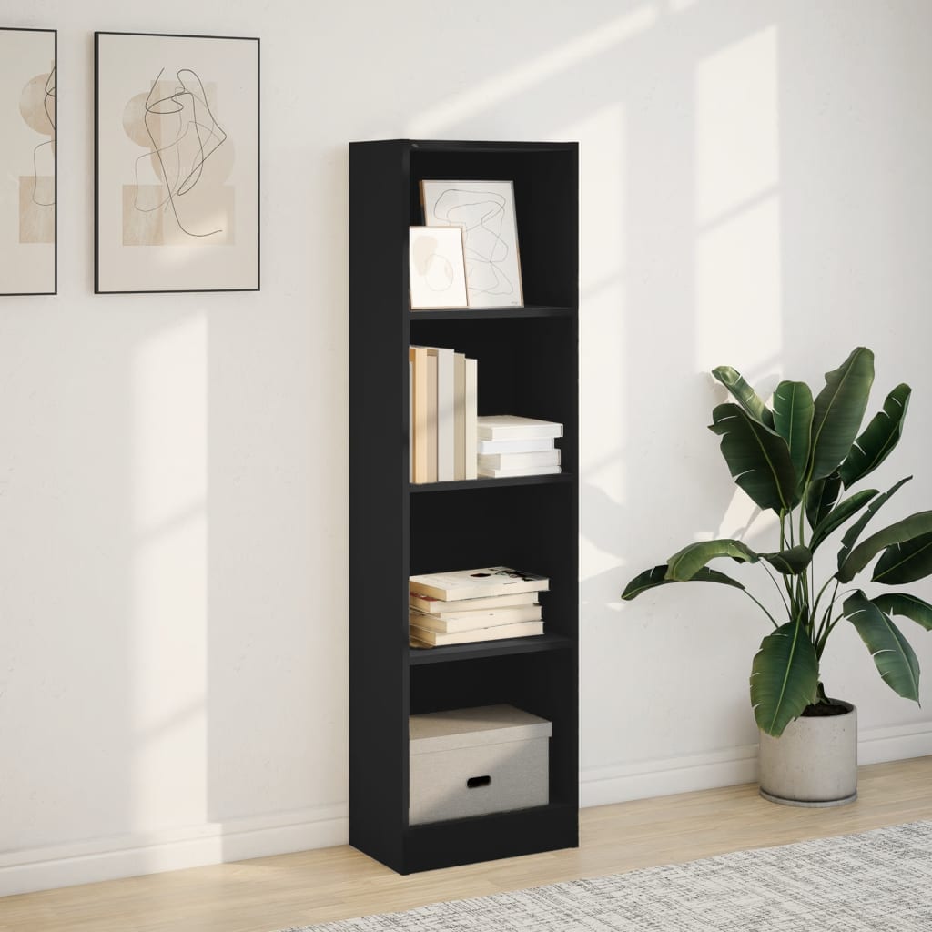fekete szerelt fa könyvszekrény 40 x 24 x 143 cm