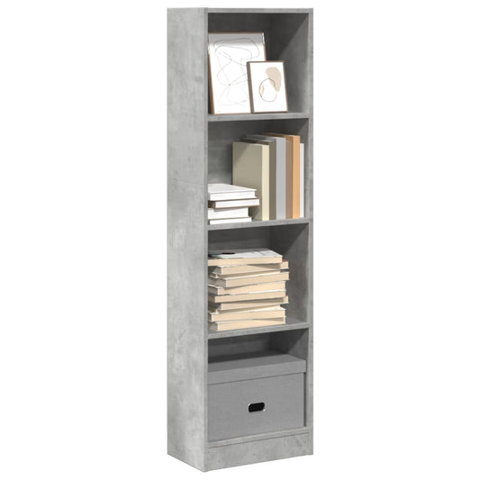 betonszürke szerelt fa könyvespolc 40 x 24 x 143 cm
