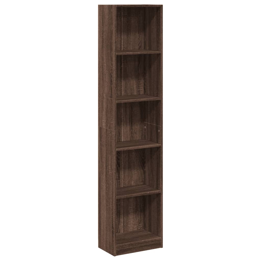 barna tölgy színű szerelt fa könyvszekrény 40 x 24 x 176 cm