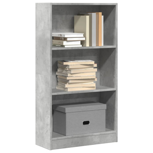 betonszürke szerelt fa könyvespolc 60 x 24 x 109 cm