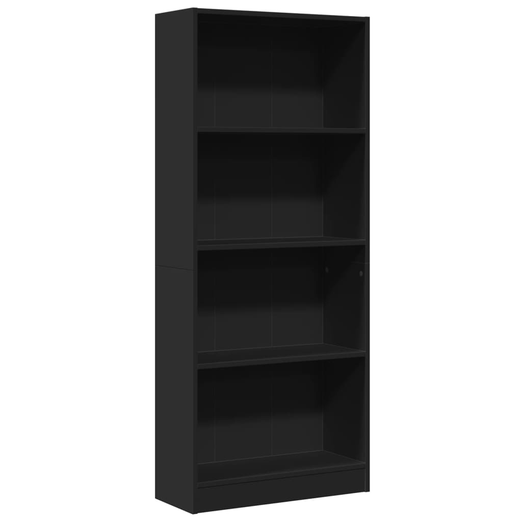 fekete szerelt fa könyvszekrény 60 x 24 x 143 cm