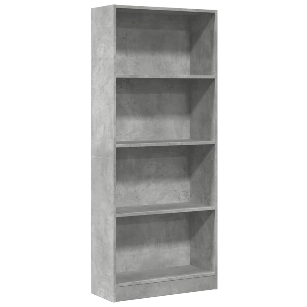 betonszürke szerelt fa könyvespolc 60 x 24 x 143 cm