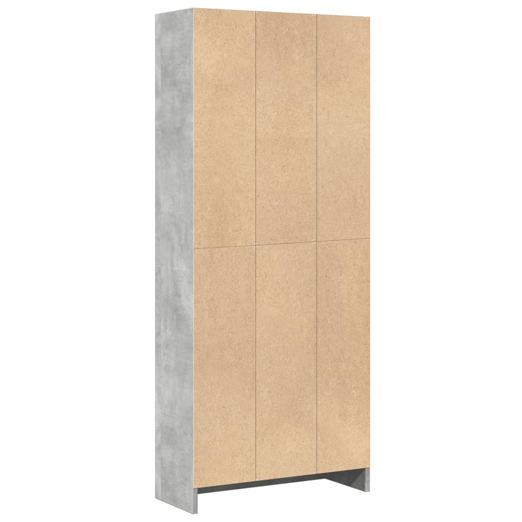 betonszürke szerelt fa könyvespolc 60 x 24 x 143 cm