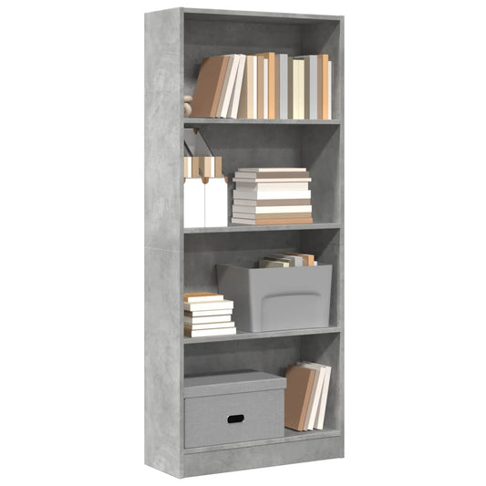 betonszürke szerelt fa könyvespolc 60 x 24 x 143 cm