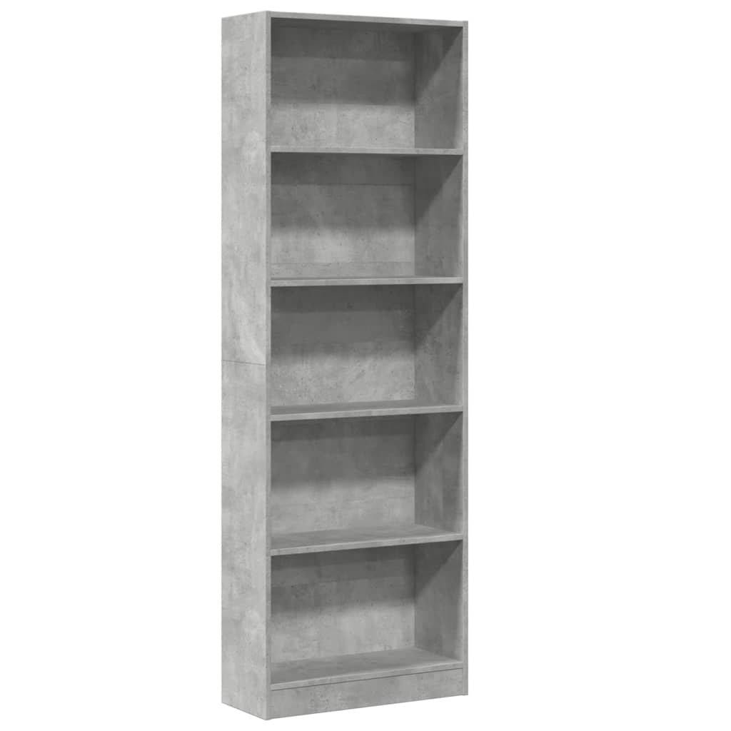 betonszürke szerelt fa könyvespolc 60 x 24 x 176 cm