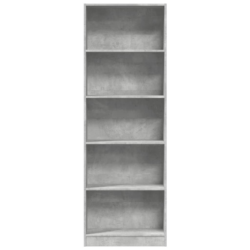 betonszürke szerelt fa könyvespolc 60 x 24 x 176 cm