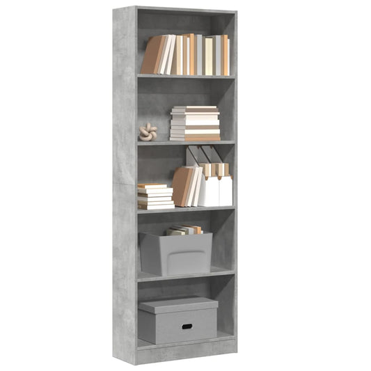 betonszürke szerelt fa könyvespolc 60 x 24 x 176 cm
