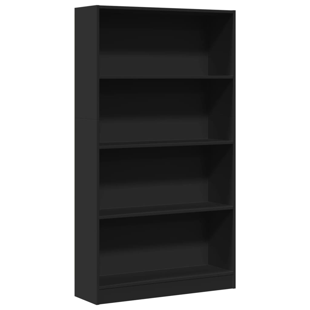 fekete szerelt fa könyvszekrény 80 x 24 x 143 cm