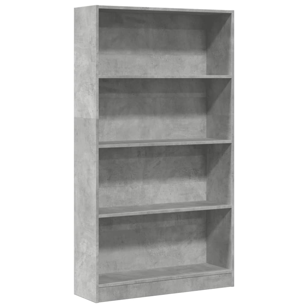 betonszürke szerelt fa könyvespolc 80 x 24 x 143 cm