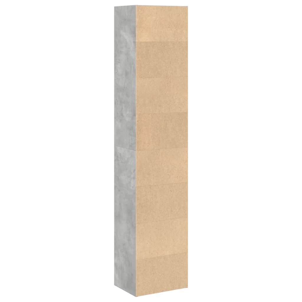 betonszürke szerelt fa könyvespolc 40 x 30 x 189 cm