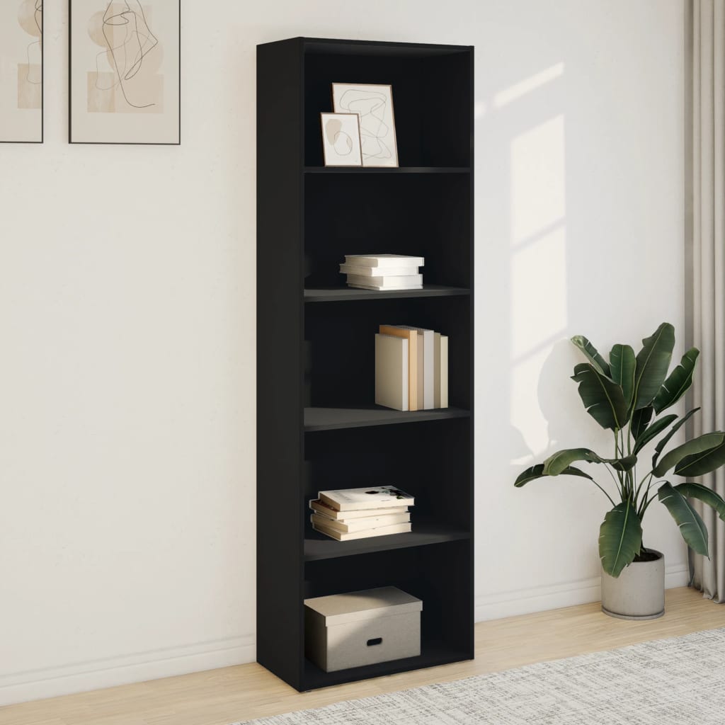 fekete szerelt fa könyvespolc 60 x 30 x 189 cm