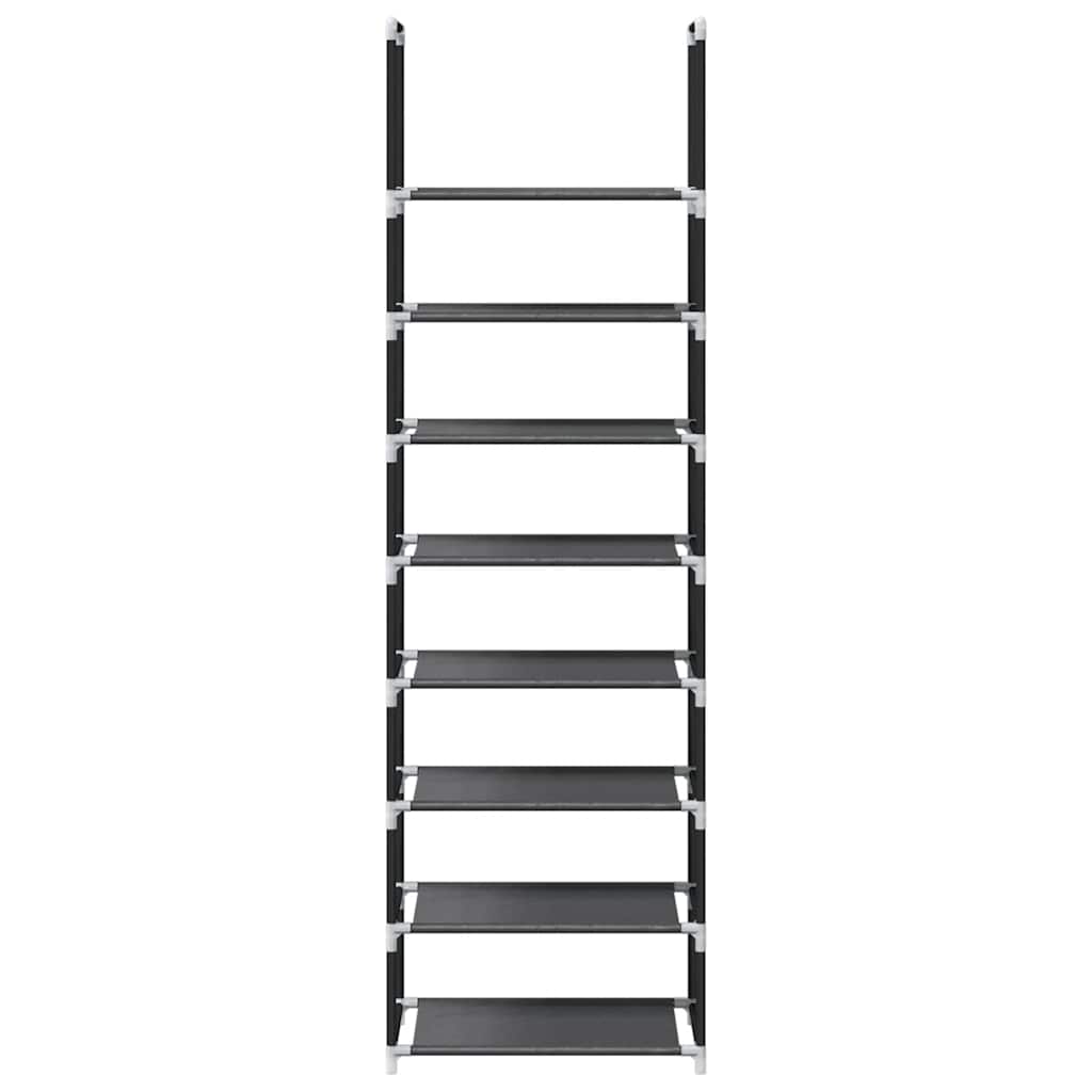 fekete nem szőtt szövetből cipőállvány 8 szintes 44x28x145 cm