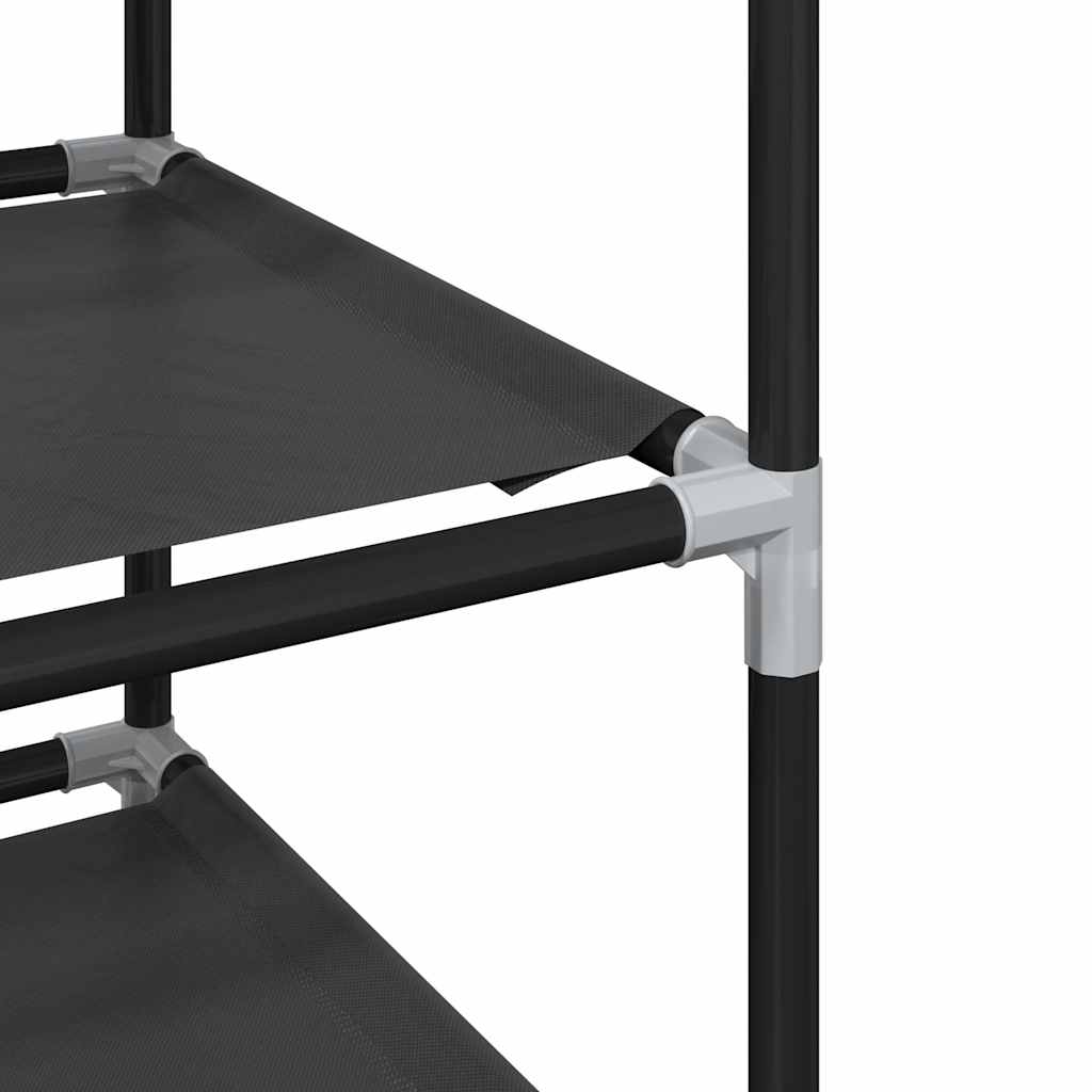 fekete nem szőtt szövetből cipőállvány 8 szintes 44x28x145 cm
