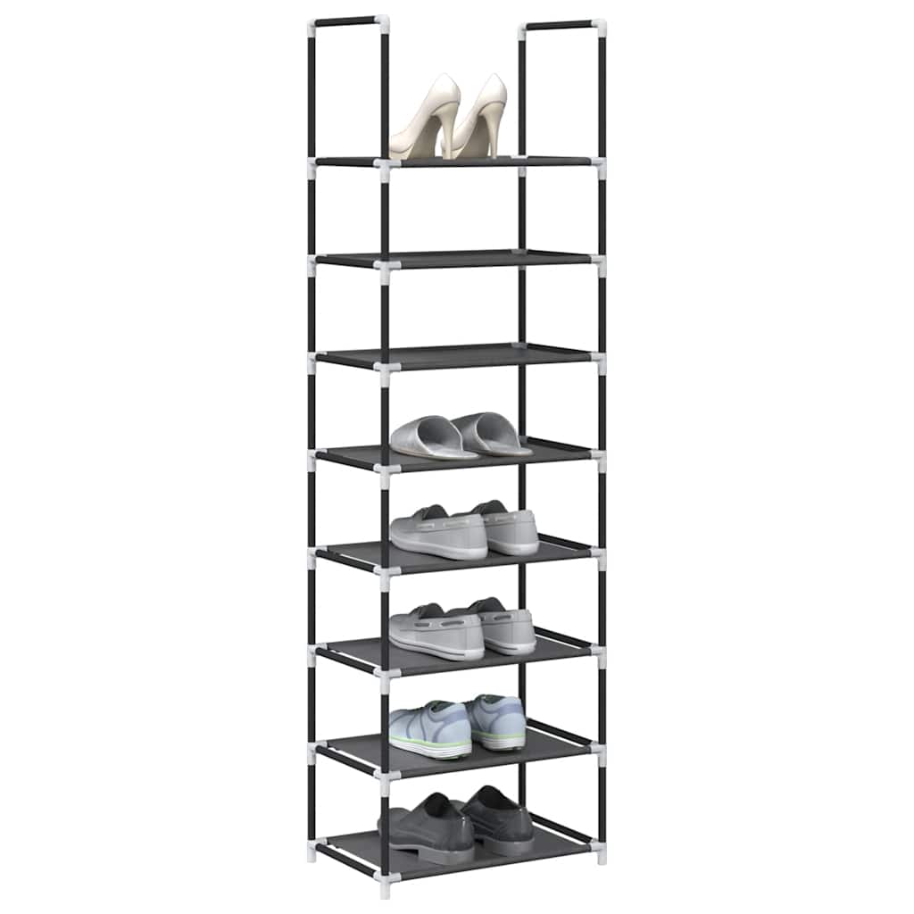 fekete nem szőtt szövetből cipőállvány 8 szintes 44x28x145 cm