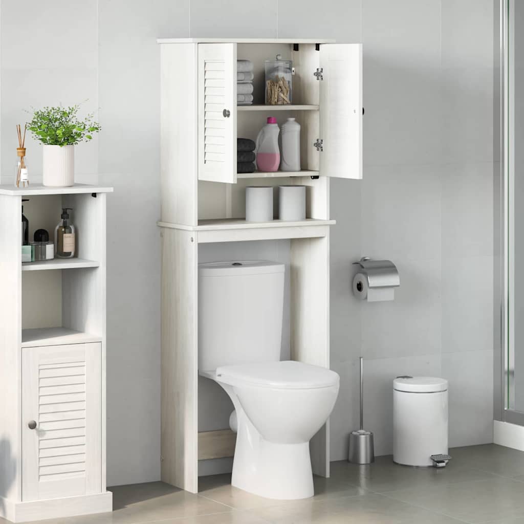 WC Szekrény polcokkal VIGO Fehér 60 x 27 x 161 cm Tömör fenyőfa
