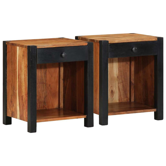 Éjjeliszekrény fiókkal 2 pcs Barna 40 x 35 x 50 cm tömör akácfa