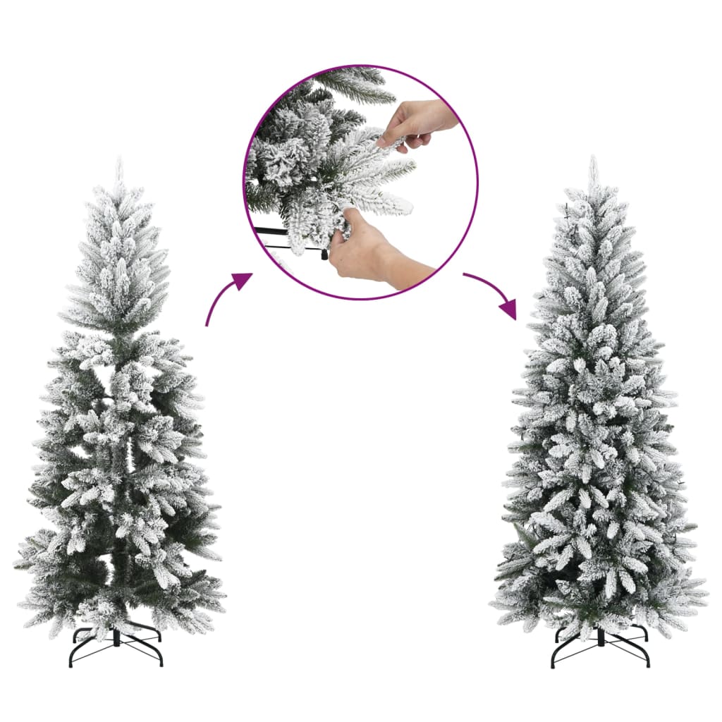 műkarácsonyfa 150 LED-del és pelyhes hóval 120 cm