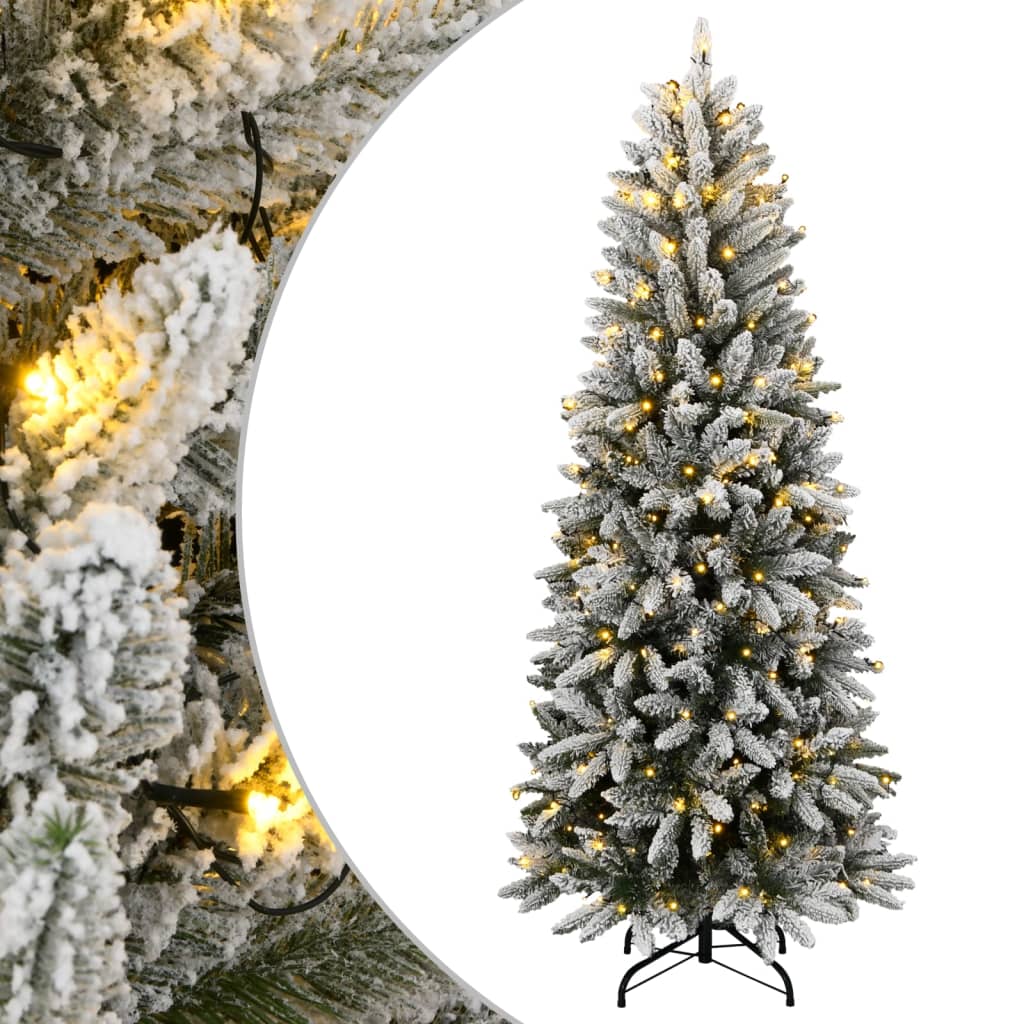 műkarácsonyfa 150 LED-del és hóval 150 cm
