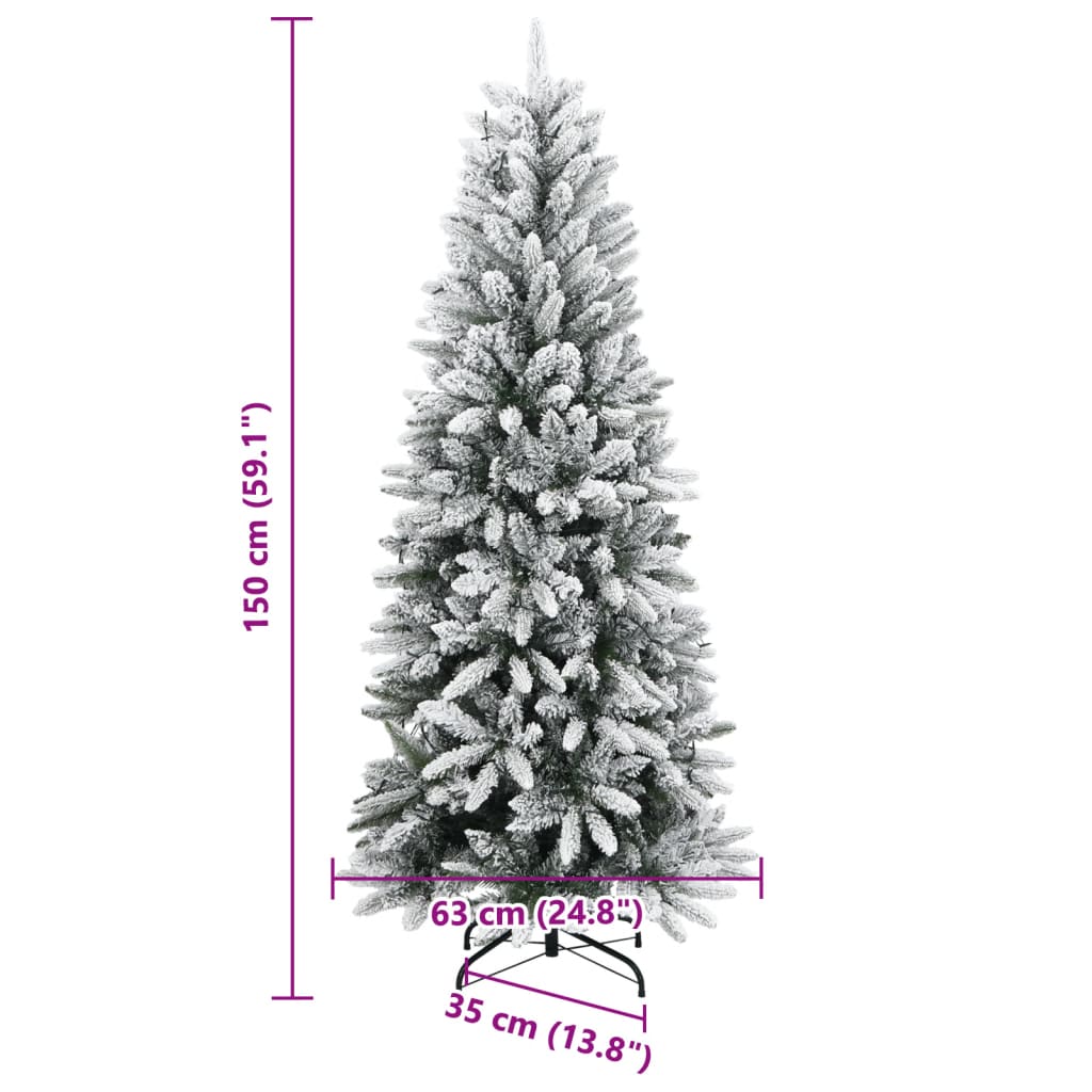 műkarácsonyfa 150 LED-del és hóval 150 cm