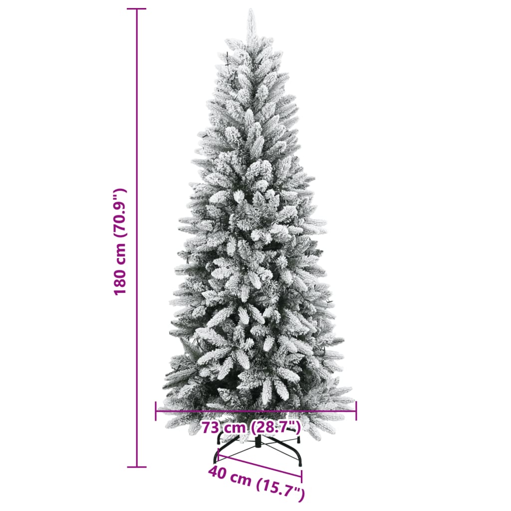 műkarácsonyfa 300 LED-del és pelyhes hóval 180 cm