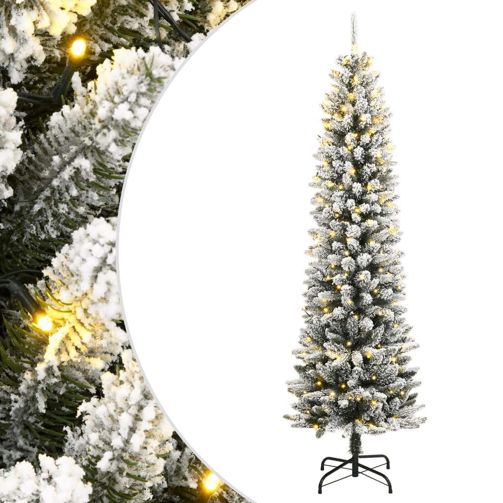 műkarácsonyfa 150 LED-del és pelyhes hóval 120 cm