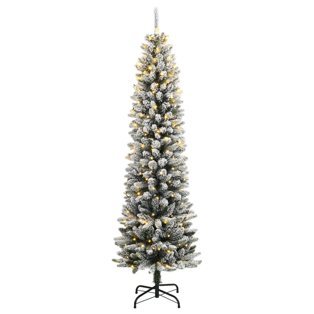 műkarácsonyfa 150 LED-del és pelyhes hóval 120 cm