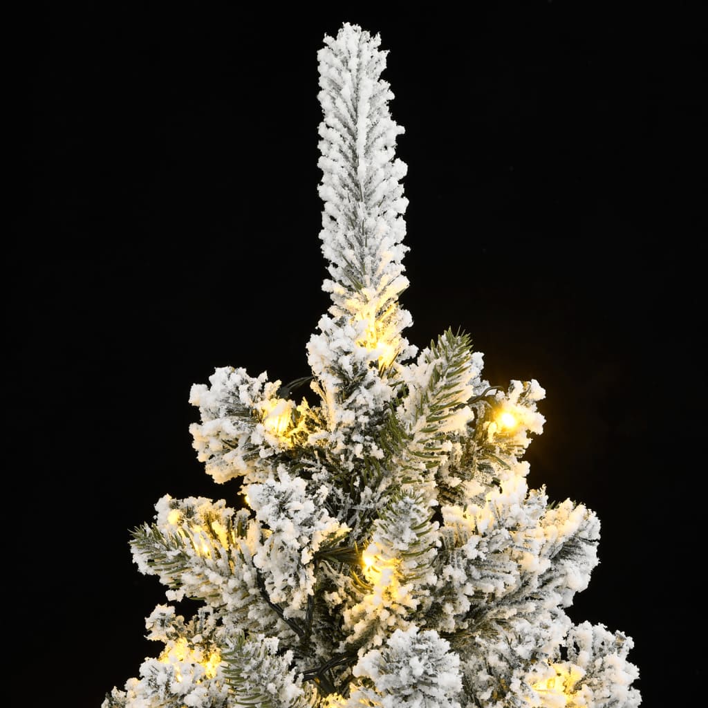 műkarácsonyfa 150 LED-del és pelyhes hóval 120 cm