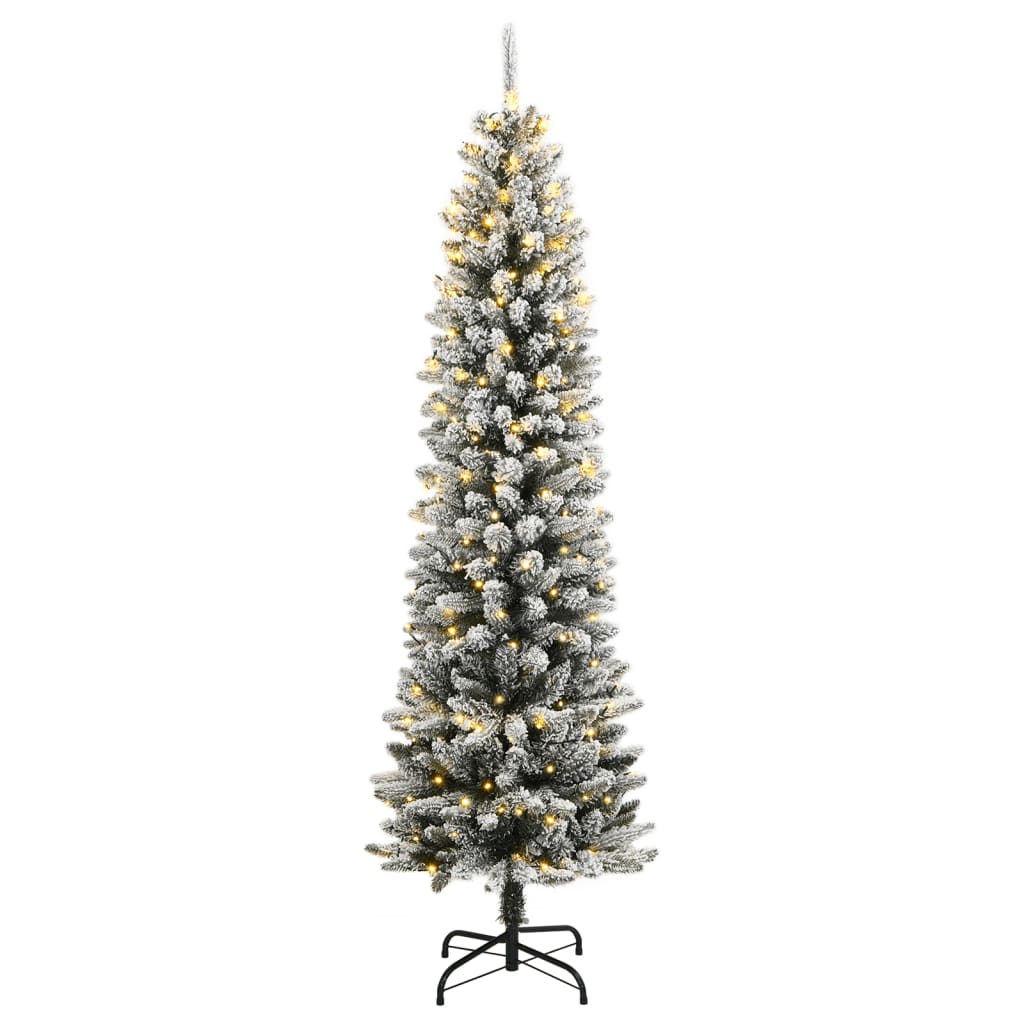 műkarácsonyfa 300 LED-del és pelyhes hóval 210 cm