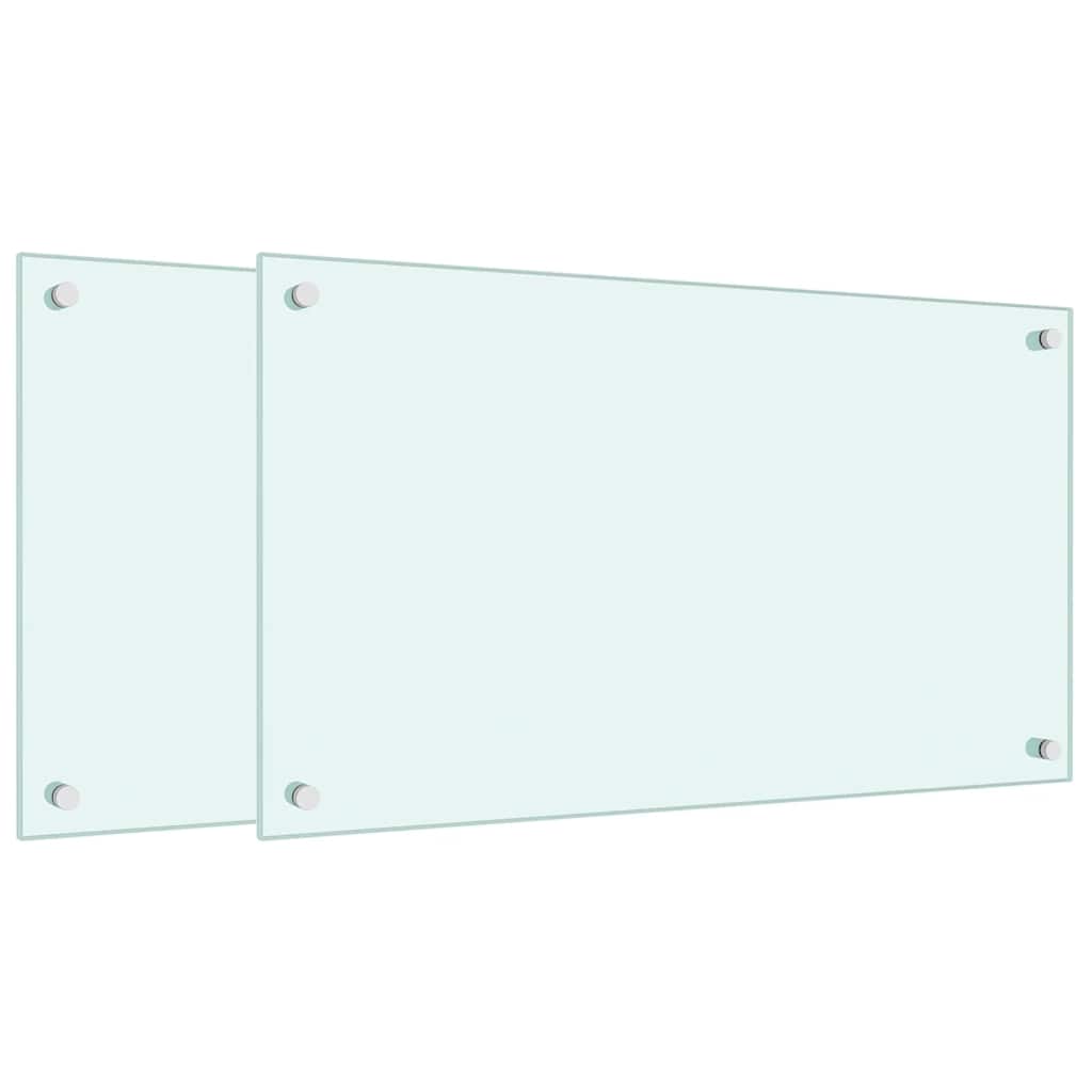 2 db fehér edzett üveg konyhai falburkoló 70 x 40 cm