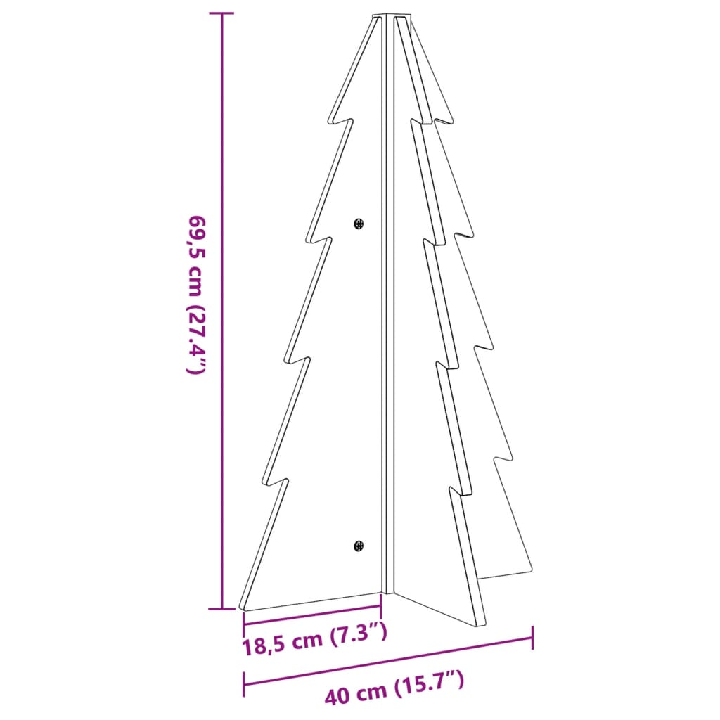 tömör fenyőfa karácsonyfa-dekoráció 69,5 cm