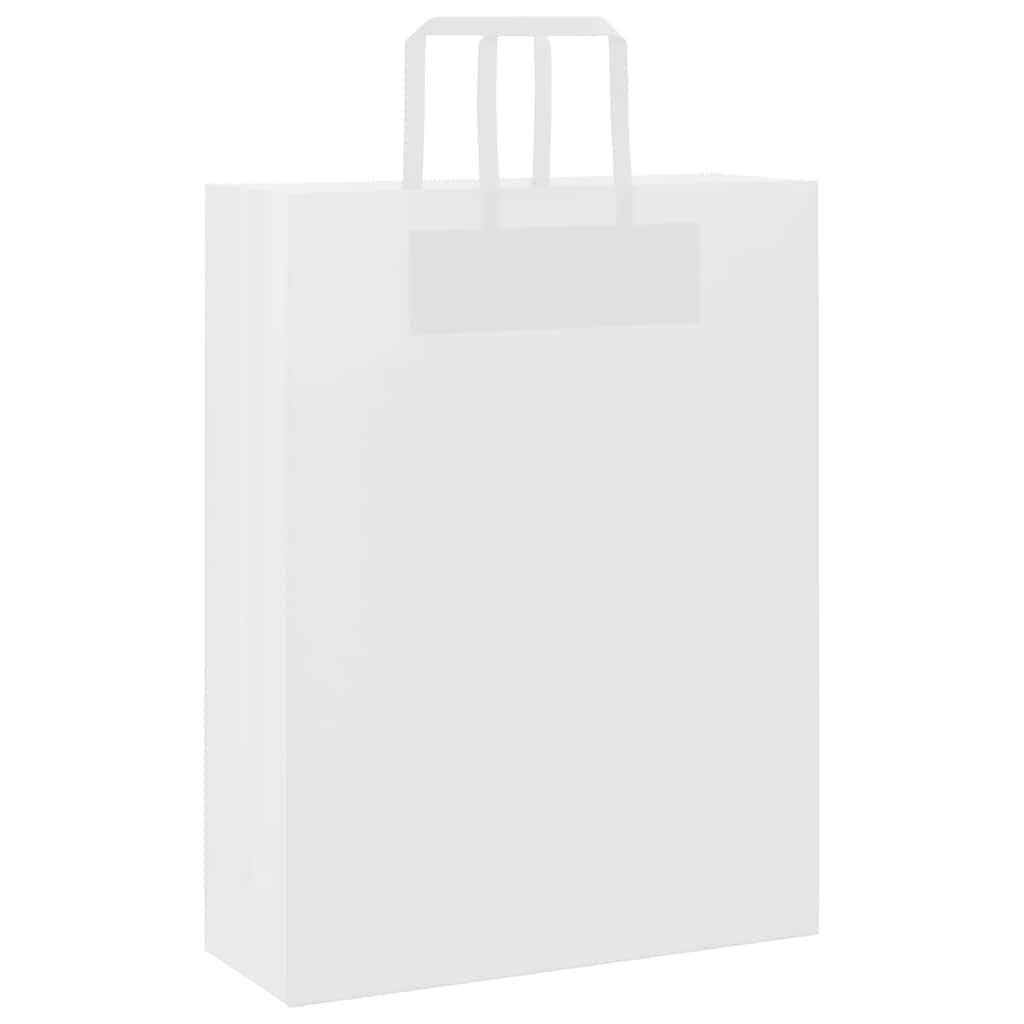 50 db fehér papírzacskók fogantyúkkal 32x12x42 cm