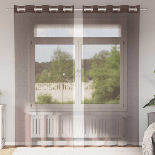 2 db barna fátyolfüggönyök rojtokkal 140x225 cm